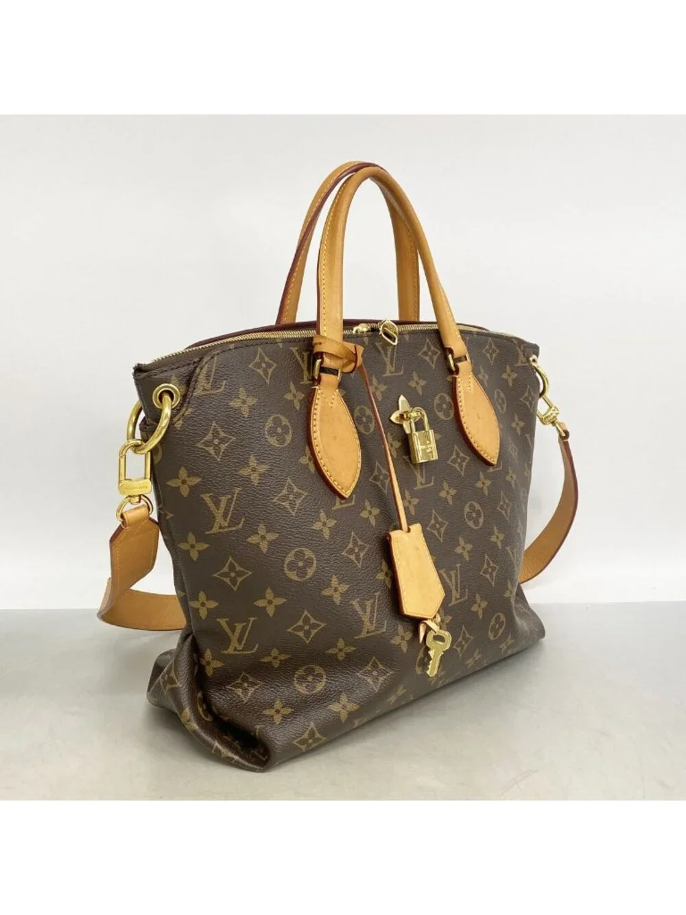 Louis Vuitton Handbag Monogram Flower Zipped Tote MM Brown 2-Way